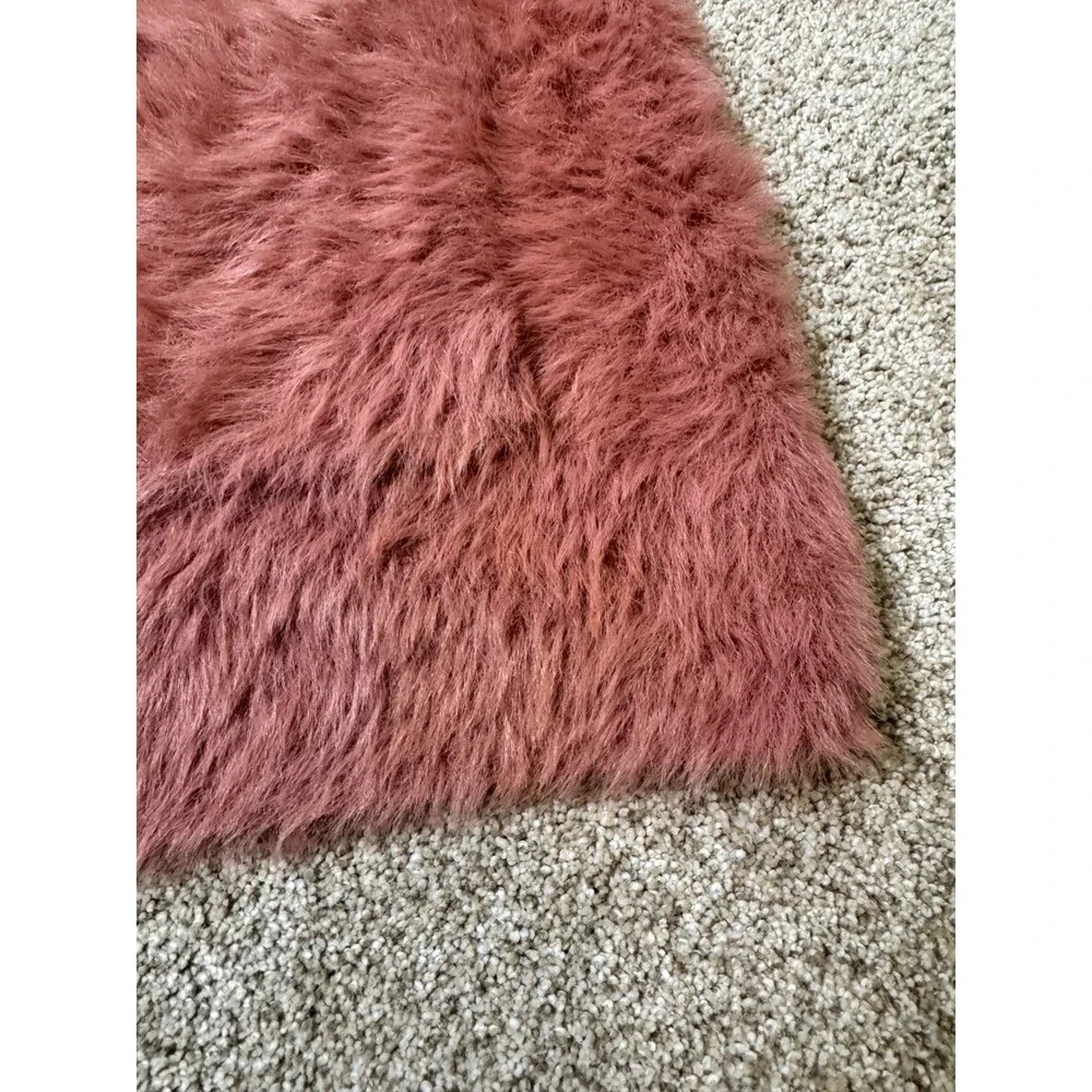 Free People Faux Fur Cardigan Dusty Rose Size Medium Boho Cozy Fuzzy Cottagecore